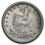1854 Liberty Seated Quarter AU w/Arrows