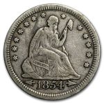 1854 Liberty Seated Quarter VF w/Arrows