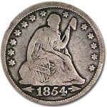 1854 Liberty Seated Quarter VG w/Arrows