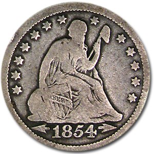 1854 Liberty Seated Quarter VG w/Arrows