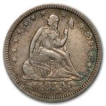 1854 Liberty Seated Quarter XF w/Arrows