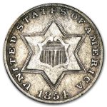 1854 Three Cent Silver VF