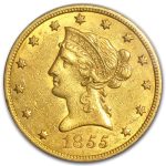 1855 $10 Liberty Gold Eagle AU