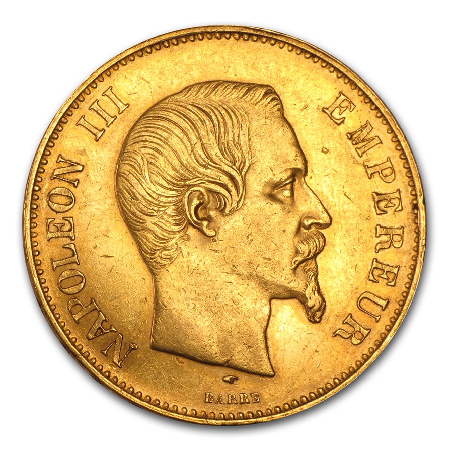 1855-1859 France Gold 100 Francs Napoleon III Avg Circ