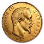1855-1859 France Gold 50 Francs Napoleon III AU