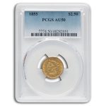 1855 $2.50 Liberty Gold Quarter Eagle AU-50 PCGS