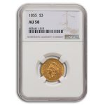 1855 $3 Gold Princess AU-58 NGC