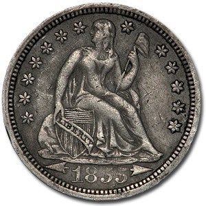 1855 Liberty Seated Dime w/Arrows XF