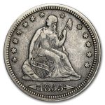 1855 Liberty Seated Quarter VF