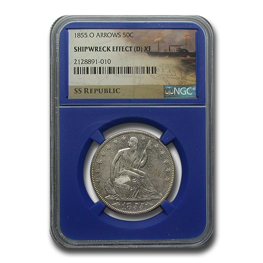 1855-O Liberty Seated Half Dollar Det. SS-Republic Shipwreck NGC