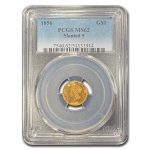 1856 $1 Indian Head Gold MS-62 PCGS (Slanted 5)