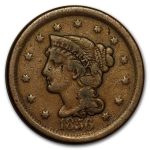 1856 Large Cent Slanted 5 Fine