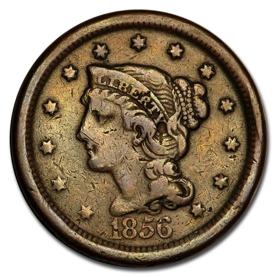 1856 Large Cent Upright 5 Fine