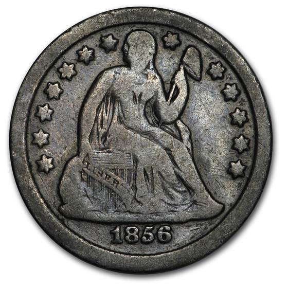 1856 Liberty Seated Dime Small Date Fine