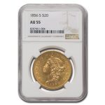 1856-S $20 Liberty Gold Double Eagle AU-55 NGC