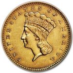 1857 $1 Indian Head Gold Dollar AU