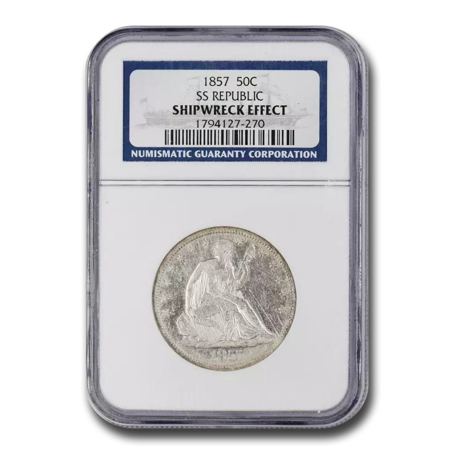 1857 Liberty Seated Half Dollar SS-Republic Shipwreck NGC