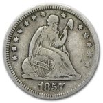 1857 Liberty Seated Quarter VF