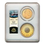 1857-S $20 Lib Gold SS Central America MS-62 PCGS (Narrow Serif )