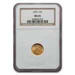 1858 $1 Indian Head Gold MS-65 NGC