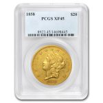 1858 $20 Liberty Gold Double Eagle XF-45 PCGS