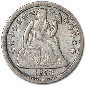 1858 Liberty Seated Dime VF