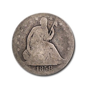 1858 Liberty Seated Half Dollar AG