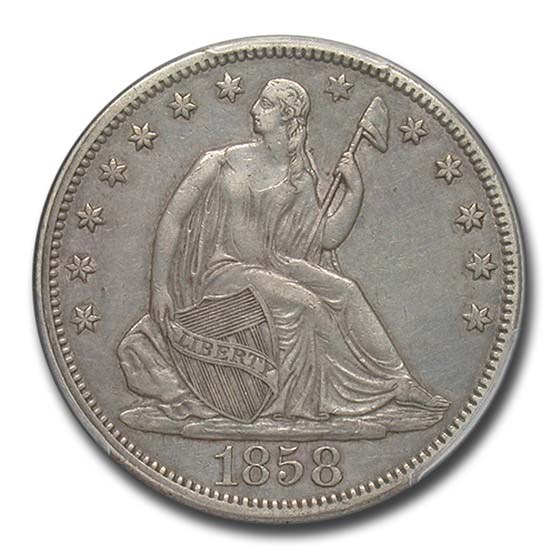 1858 Liberty Seated Half Dollar XF-45 PCGS
