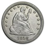1858 Liberty Seated Quarter AU