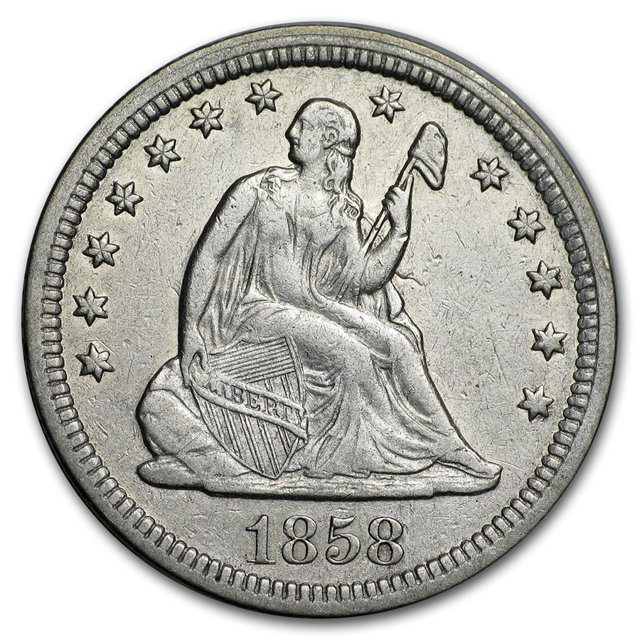 1858 Liberty Seated Quarter AU
