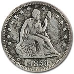 1858 Liberty Seated Quarter Fine