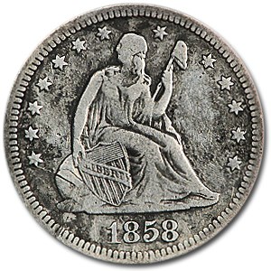 1858 Liberty Seated Quarter Fine