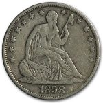1858-O Liberty Seated Half Dollar VF