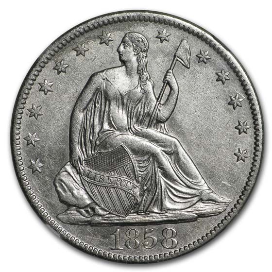 1858-O Liberty Seated Half NGC (SS-Republic Shipwreck) w/Book