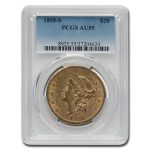 1858-S $20 Liberty Gold Double Eagle AU-55 PCGS