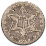 1858 Three Cent Silver VG