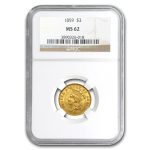 1859 $3 Gold Princess MS-62 NGC