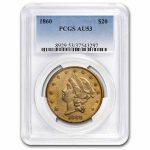 1860 $20 Liberty Gold Double Eagle AU-53 PCGS