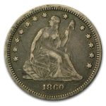 1860 Liberty Seated Quarter XF