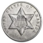 1860 Three Cent Silver AU
