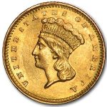 1861 $1 Indian Head Gold Dollar AU