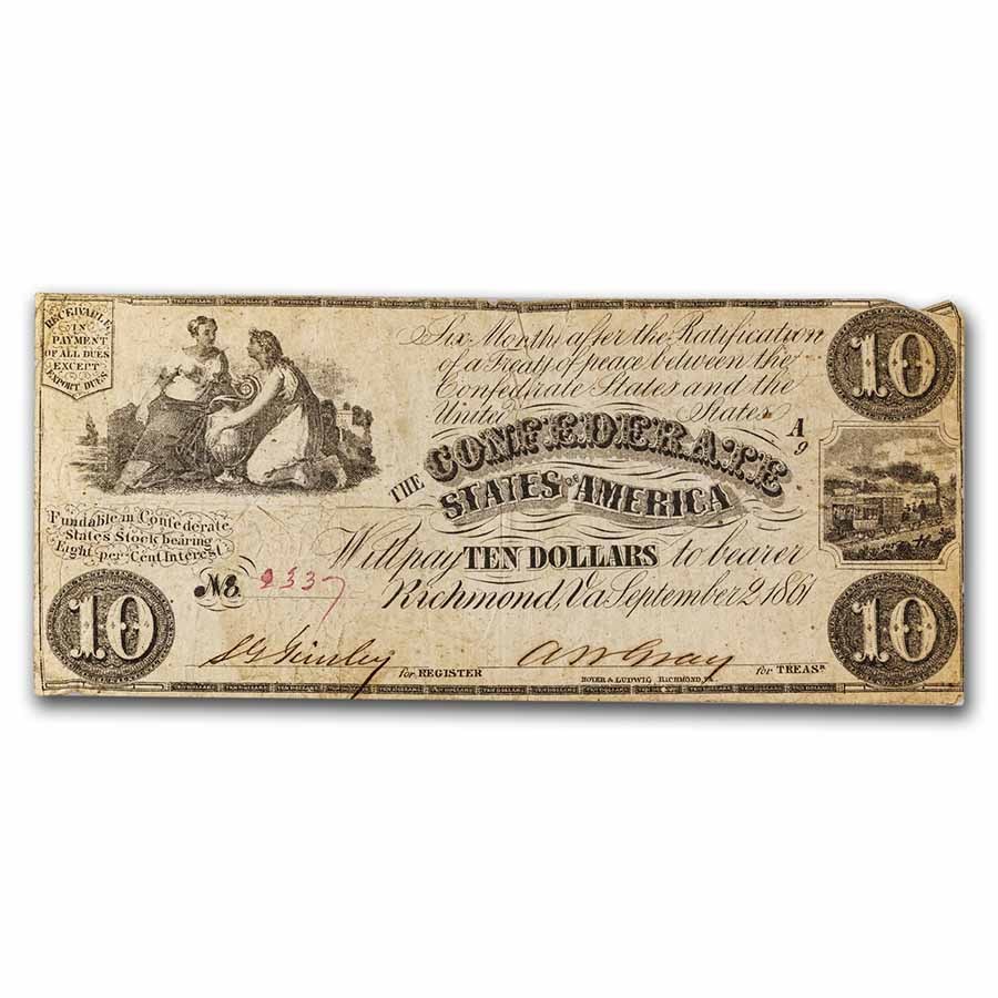 1861 $10.00 (T-28) Two Women & Urn Fine (Cancelled)