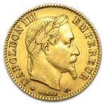 1861-1869 France Gold 10 Francs Napoleon III Laureate AU