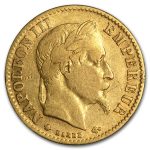 1861-1869 France Gold 10 Francs Napoleon III Laureate Avg Circ