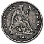1861 Liberty Seated Half Dime XF
