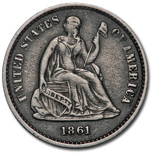 1861 Liberty Seated Half Dime XF