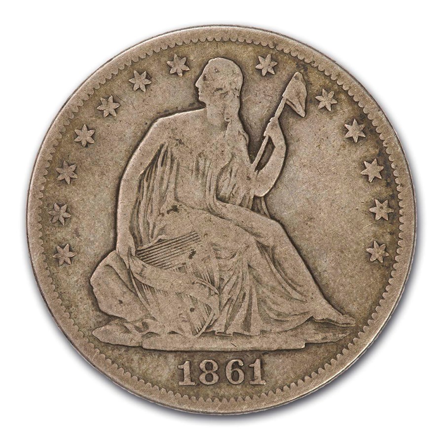 1861 Liberty Seated Half Dollar VG