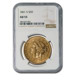 1861-S $20 Liberty Gold Double Eagle AU-53 NGC
