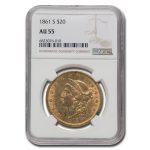 1861-S $20 Liberty Gold Double Eagle AU-55 NGC