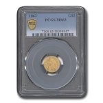 1862 $1 Indian Head Gold MS-63 PCGS